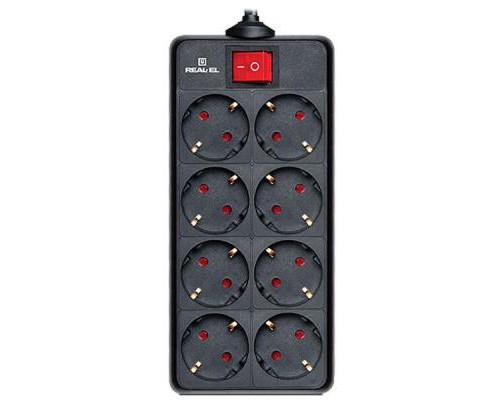 Мережевий фільтр живлення REAL-EL REAL-EL RS-8 PROTECT, 1.8m, black (EL122300021)