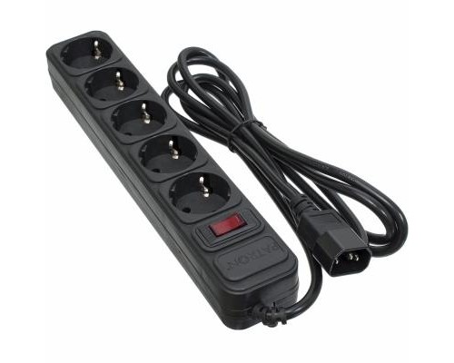 Мережевий фільтр живлення Patron 2 m3*1mm2 (SP-1055U) 5 розеток BLACK (EXT-PN-SP-1055U)