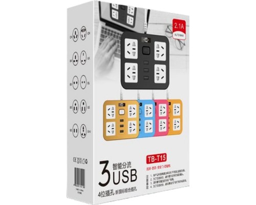 Мережевий фільтр живлення Voltronic TВ-Т15, 4роз, 3*USB Pink (ТВ-Т15-Pink)