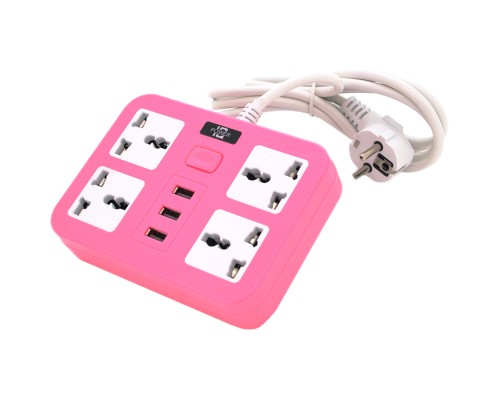 Мережевий фільтр живлення Voltronic TВ-Т15, 4роз, 3*USB Pink (ТВ-Т15-Pink)