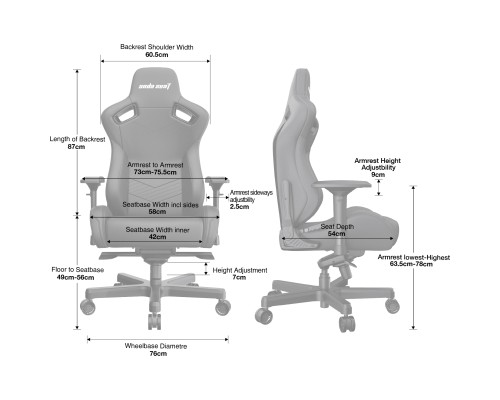 Крісло ігрове Anda Seat Kaiser 2 Size XL Black (AD12XL-07-B-PV-B01)