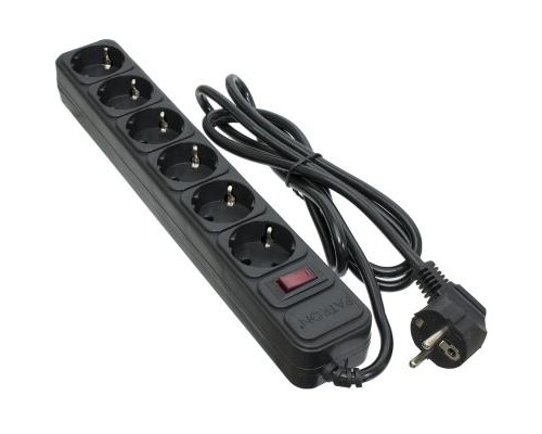 Мережевий фільтр живлення Patron 1.8 m3*1mm2 (SP-1062) 6 розеток BLACK (EXT-PN-SP-1062)
