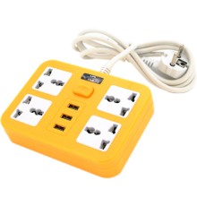 Мережевий фільтр живлення Voltronic TВ-Т15, 4роз, 3*USB Yellow (ТВ-Т15-Yellow)