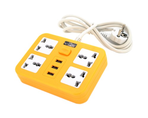Мережевий фільтр живлення Voltronic TВ-Т15, 4роз, 3*USB Yellow (ТВ-Т15-Yellow)