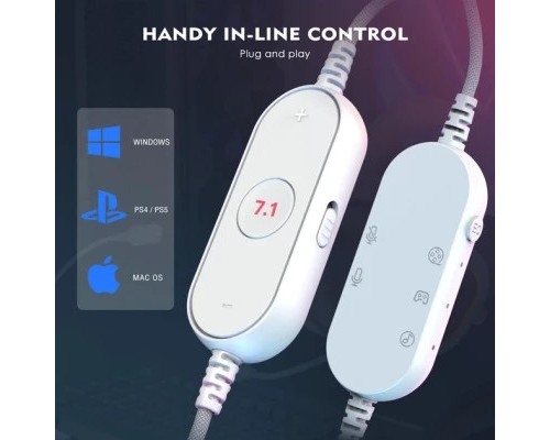 Навушники Fifine H6 RGB 7.1 White (H6W)