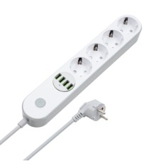 Мережевий фільтр живлення ColorWay CW-CHE44W, 4 розетки/4USB White 2M (CW-CHE44W)