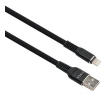 Дата кабель USB 2.0 AM to Lightning 1.0m flat nylon black Vinga (VCPDCLFNB1BK)