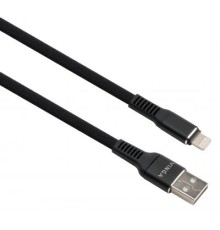 Дата кабель USB 2.0 AM to Lightning 1.0m flat nylon black Vinga (VCPDCLFNB1BK)