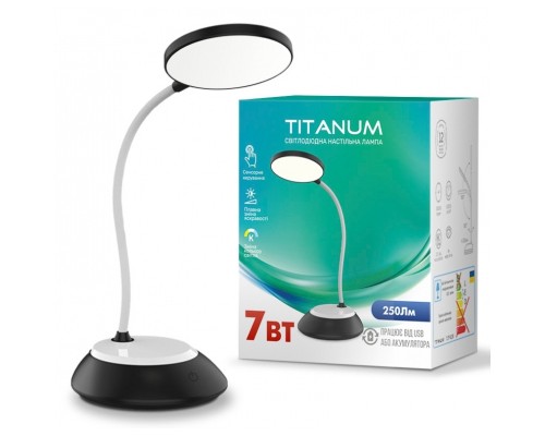 Настільна лампа TITANUM LED DC3 7W 3000-6500K USB чорна (TLTF-022B)