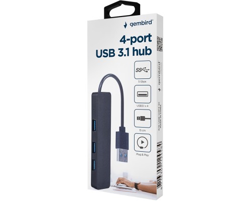 Концентратор Gembird USB 3.0 4 ports black (UHB-U3P4-04)