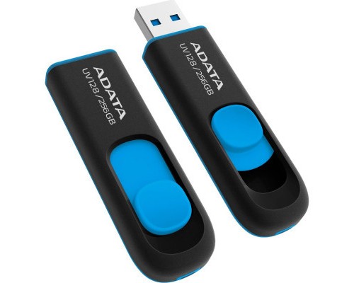 USB флеш накопичувач ADATA 256GB UV128 Black/Blue USB 3.2 (AUV128-256G-RBE)