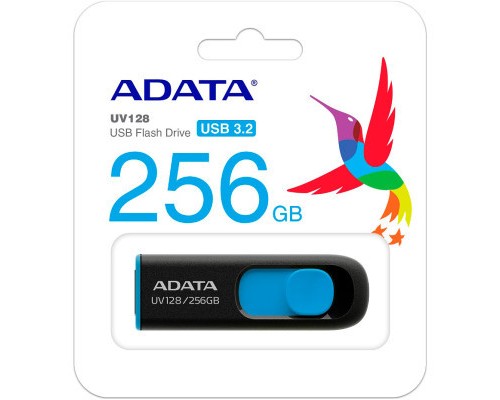 USB флеш накопичувач ADATA 256GB UV128 Black/Blue USB 3.2 (AUV128-256G-RBE)