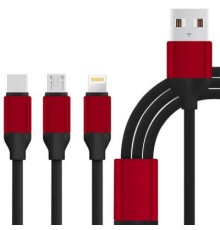 Дата кабель USB 2.0 AM to Lightning + Micro 5P + Type-C 1.2m black XoKo (SC-320-BK)