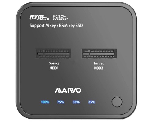 Док-станція для накопичувачів Maiwo 2*NVMe M.2 SSD Key M/B+M USB 3.1 Gen2 Type-C (K3016P)
