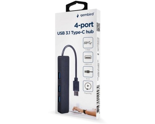 Концентратор Gembird USB-C UHB-U3P4-01 4 ports USB 3.1 (UHB-CM-U3P4-01)