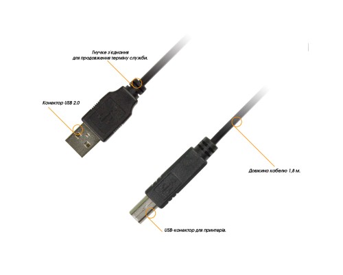 Кабель для принтера USB 2.0 AM/BM 1.8m Piko (1283126474033)
