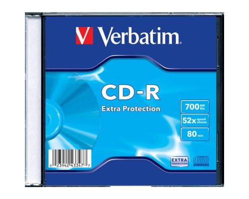 Диск CD Verbatim CD-R 700Mb 52x 1шт Slim Case (43347-1disk)