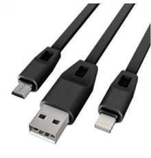 Дата кабель USB 2.0 AM to Lightning + Micro 5P 1.0m 2А (DR-1622) (Black) Drobak (219093)