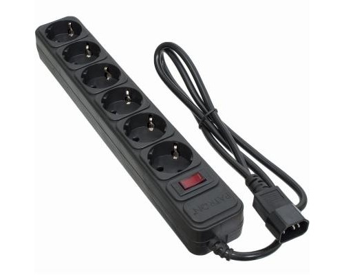Мережевий фільтр живлення Patron 1 m3*1mm2 (SP-1063U) 6 розеток BLACK (EXT-PN-SP-1063U)