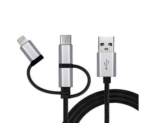 Дата кабель USB 2.0 AM to 3in1 1.0m Premium black REAL-EL (EL123500035)