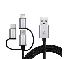 Дата кабель USB 2.0 AM to 3in1 1.0m Premium black REAL-EL (EL123500035)