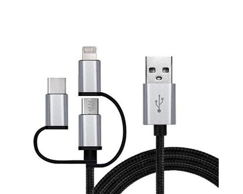 Дата кабель USB 2.0 AM to 3in1 1.0m Premium black REAL-EL (EL123500035)