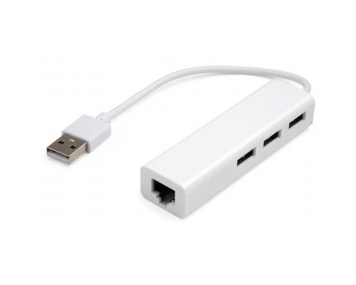 Концентратор Vinga 3xUSB2.0 + RJ45 100Mbps (VCP2H3USB2LANWH)
