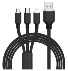 Дата кабель USB 2.0 AM to Lightning + Micro 5P + Type-C 1.2m black XoKo (SC-330-BK)