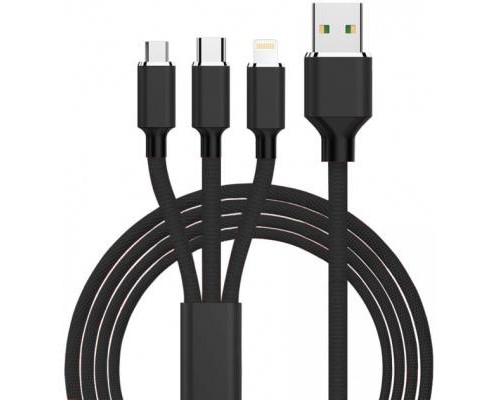 Дата кабель USB 2.0 AM to Lightning + Micro 5P + Type-C 1.2m black XoKo (SC-330-BK)