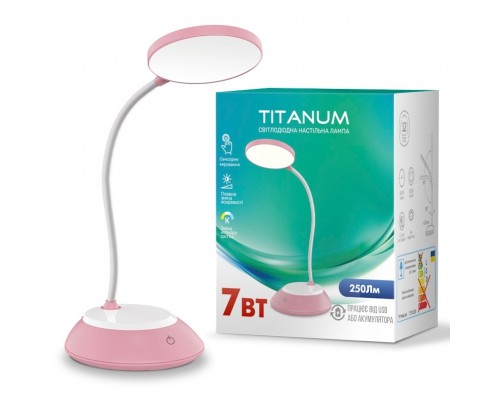 Настільна лампа TITANUM LED DC3  7W 3000-6500K USB рожева (TLTF-022P)