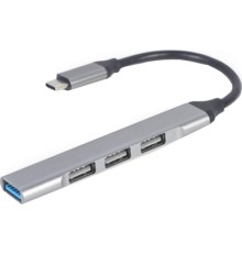 Концентратор Gembird USB-C 4 ports (1xUSB3.1+3xUSB2.0) metal silver (UHB-CM-U3P1U2P3-02)
