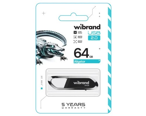 USB флеш накопичувач Wibrand 64GB Aligator Black USB 2.0 (WI2.0/AL64U7B)