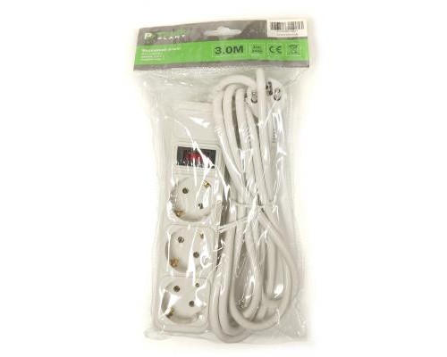 Мережевий фільтр живлення PowerPlant 3 м, 3 розетки, евростандарт (JY-1054/3) (PPSA10M30S3)