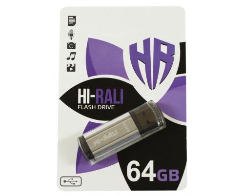 USB флеш накопичувач Hi-Rali 64GB Stark Series Silver USB 2.0 (HI-64GBSTSL)