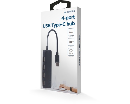 Концентратор Gembird USB-C 4 ports USB 2.0 black (UHB-CM-U2P4-01)