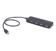 Концентратор Gembird USB-C 4 ports USB 2.0 black (UHB-CM-U2P4-01)
