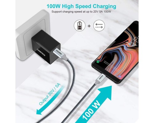 Дата кабель USB-C to USB-C 1.8m USB 2.0 100W Choetech (XCC-1002-GY)