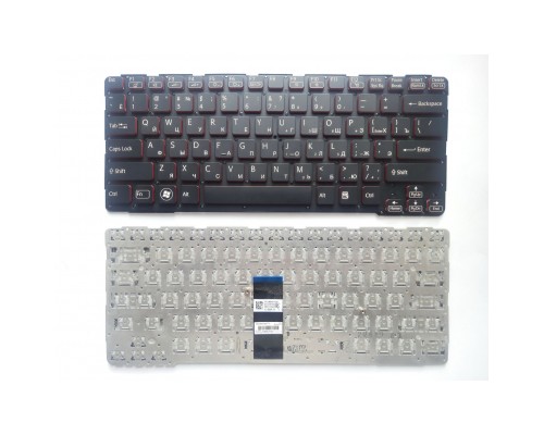 Клавіатура ноутбука Sony E14 Series черная с красной кантом/без рамки подсветка RU (A43567)