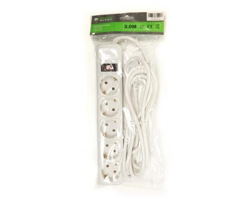 Мережевий фільтр живлення PowerPlant 3 м, 5 розеток, евростандарт (JY-1056/3) (PPSA10M30S5)