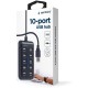 Концентратор Gembird USB 2.0 10 ports black (UHB-U2P10P-01)