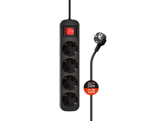 Мережевий фільтр живлення ColorWay CW-PSEA42BK /2M black (CW-PSEA42BK)