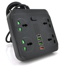 Мережевий фільтр живлення Voltronic TВ-Т18, 4роз, 2*USB+PD Black (OS-Т18-Black)