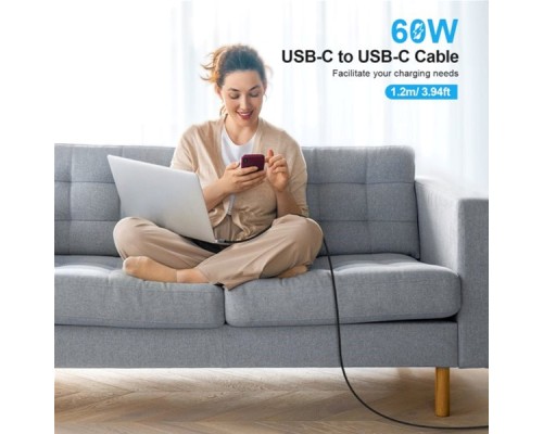 Дата кабель USB-C to USB-C 1.2m USB 2.0 60W Choetech (XCC-1014-BK)