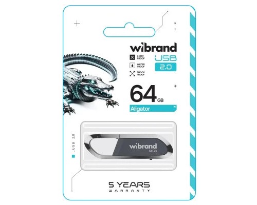 USB флеш накопичувач Wibrand 64GB Aligator Grey USB 2.0 (WI2.0/AL64U7G)