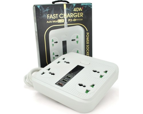 Мережевий фільтр живлення Voltronic TВ-Т18, 4роз, 2*USB+PD White (OS-Т18-White)