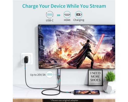 Перехідник USB-C to HDMI 1.8m 4K60Hz Choetech (XCH-M180GY)