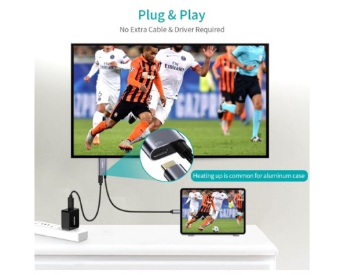 Перехідник USB-C to HDMI 1.8m 4K60Hz Choetech (XCH-M180GY)