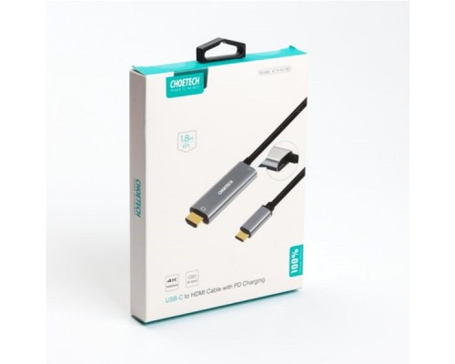 Перехідник USB-C to HDMI 1.8m 4K60Hz Choetech (XCH-M180GY)