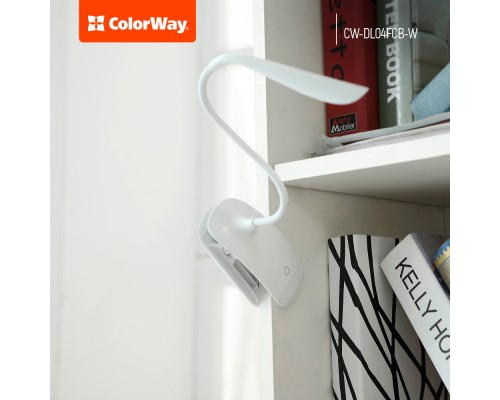 Настільна лампа ColorWay LED Flexible & Clip with built-in accumulator 500mAh (CW-DL04FCB-W)