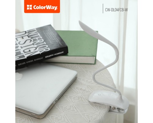 Настільна лампа ColorWay LED Flexible & Clip with built-in accumulator 500mAh (CW-DL04FCB-W)